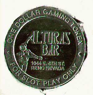 Alturas Bar. Man with guitar. obverse