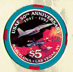 Barcelona, Las Vegas. $5 USAF 50th Anniversary