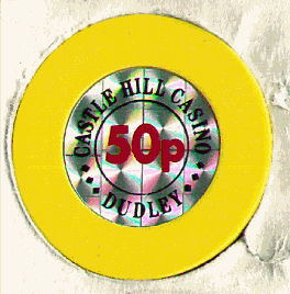 Yellow. Foil inlay. Red 50p