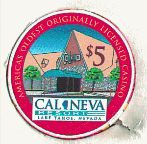 Cal Neva. 70th Anniversary. Back of chip. Chipco