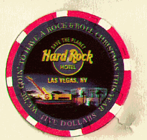 $5 Hard Rock Cafe. X-mas 1997. Hotel