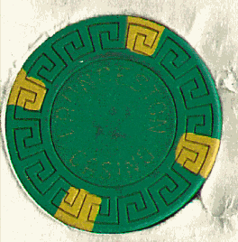 Green. 4 mustard insets. Gold hot stamp. Large key