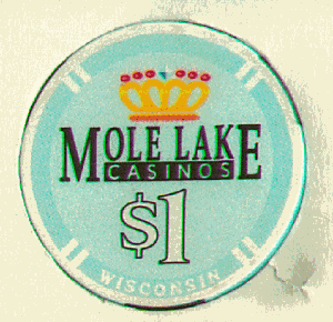 $1 Mole Lake Casino. Gold Crown. Chipco.