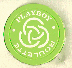 Playboy roulette. Green. 3 white interlocked circles