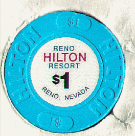 Blue. Black $1. Red lettered Hilton