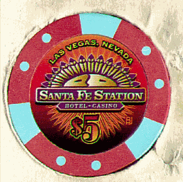 Red. 3 blue insets. Santa Fe logo. BJ