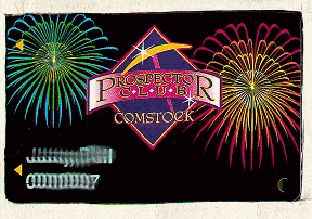 Black. Blue and red Fireworks. Prospector Club. White name/number