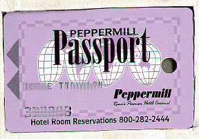 Peppermill Passport. Purple. Raised black name/number