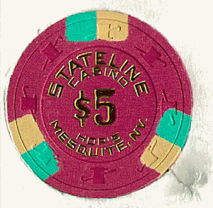 Stateline $5. Red. Gold hot stamp. H&C.