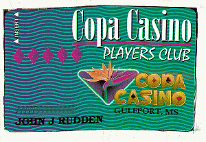 Copa Casino. Palyers Club. Black name/number