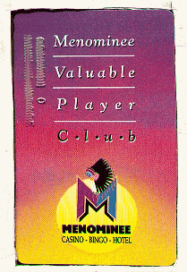 Menominee Valuable Palyers Club. Raised gold name/number