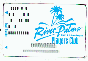 River Palms. Players Club. Blue lettering.