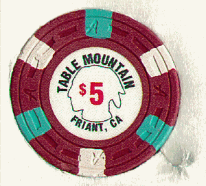 Table Mountain. Red. 3 white, green insets. Red $5. A with 3 dashes.