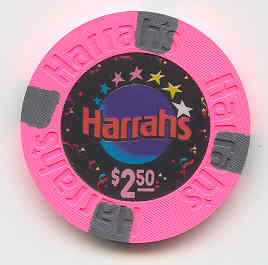 Pink. 4 black insets. Harrah's logo.