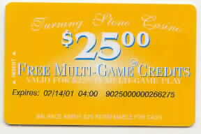 Yellow. $25 free multi game credits