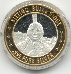 Sitting Bull. $10 Silver strike. front