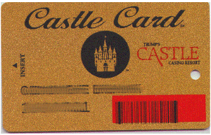 Gold. Castle Card. with red bar code